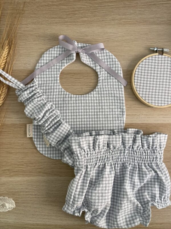 Babero y Chupetero Vichy gris - Imagen 2