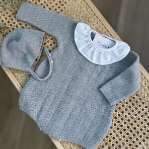 Pelele y gorro punto gris