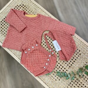 Conjunto tres piezas punto melocotón