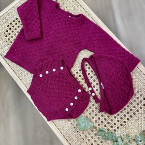 Conjunto tres piezas punto frambuesa