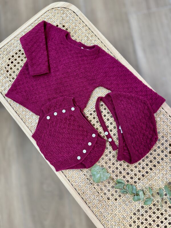 Conjunto tres piezas punto frambuesa