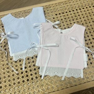 Babero Vida raya azul/rosa volante ~ elige opción